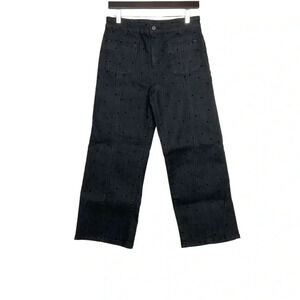Pilcro Black Polka Dot Cropped Wide Leg Jeans Size 27